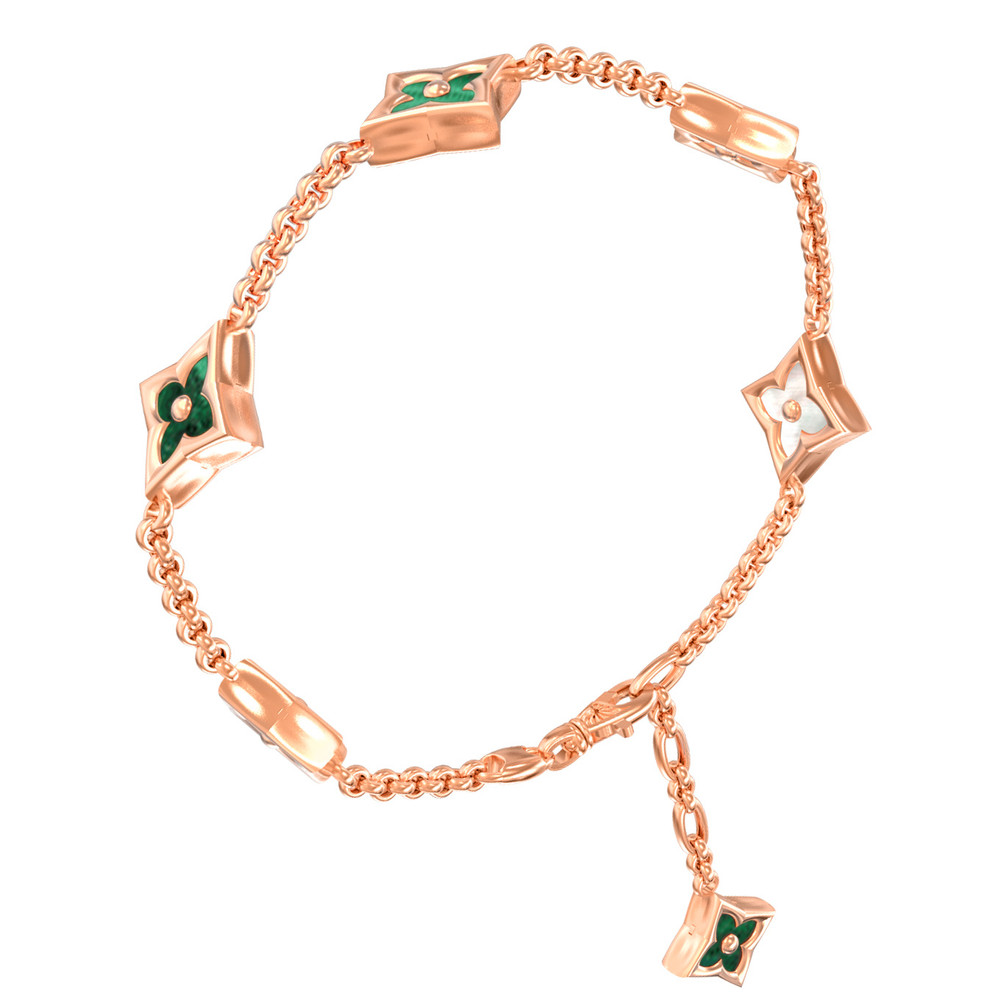 Браслет из золота c малахитом и перламутром