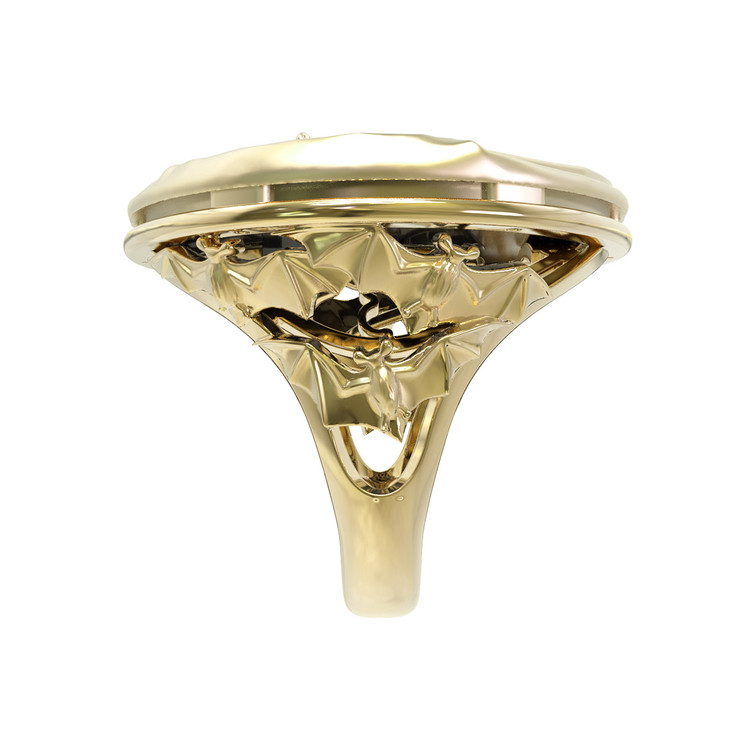 Кольцо из лимонного золота c эмаль и ониксом