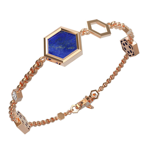 Браслет из золота c бриллиантами, лазуритом и перламутром