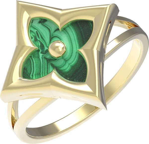 Кольцо из лимонного золота c малахитом