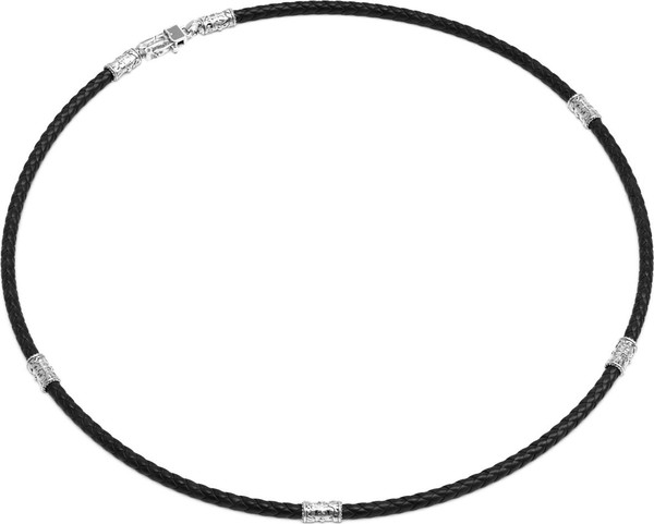 Шнурок кожаный из белого золота c кожаным шнурком