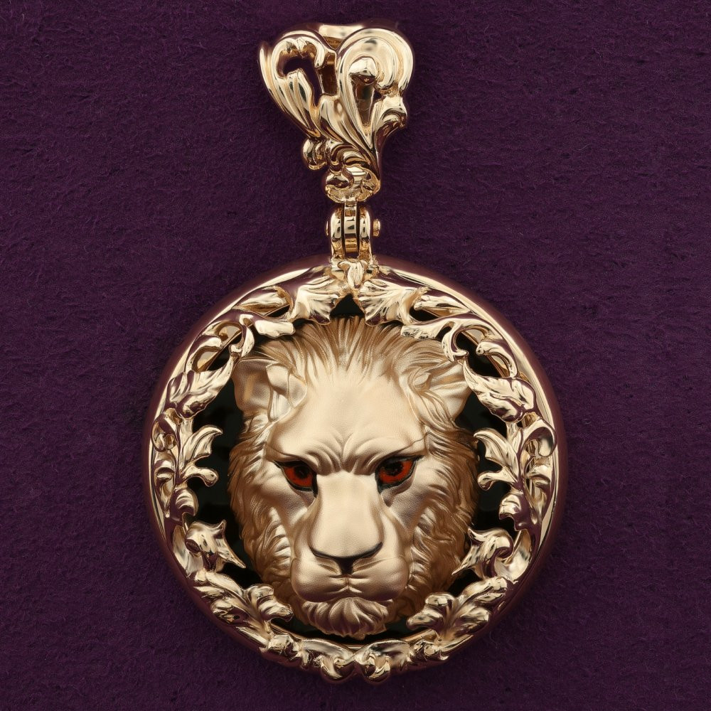 Подвеска из золота c эмаль и ониксом