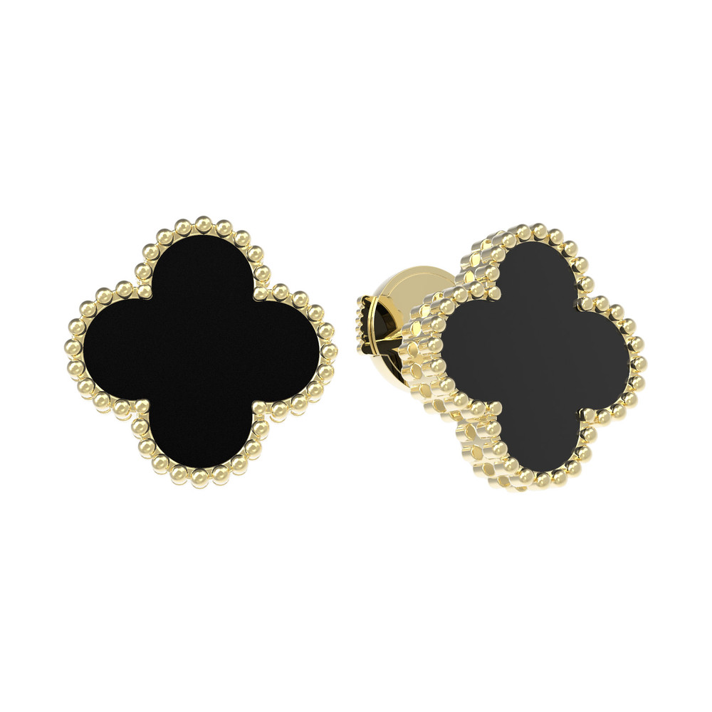 Серьги из лимонного золота c ониксом