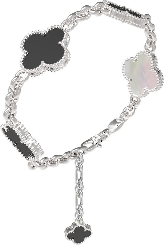 Браслет из белого золота c ониксом и перламутром