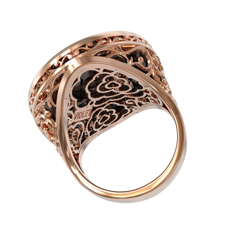 Кольцо из золота c ониксом и перламутром