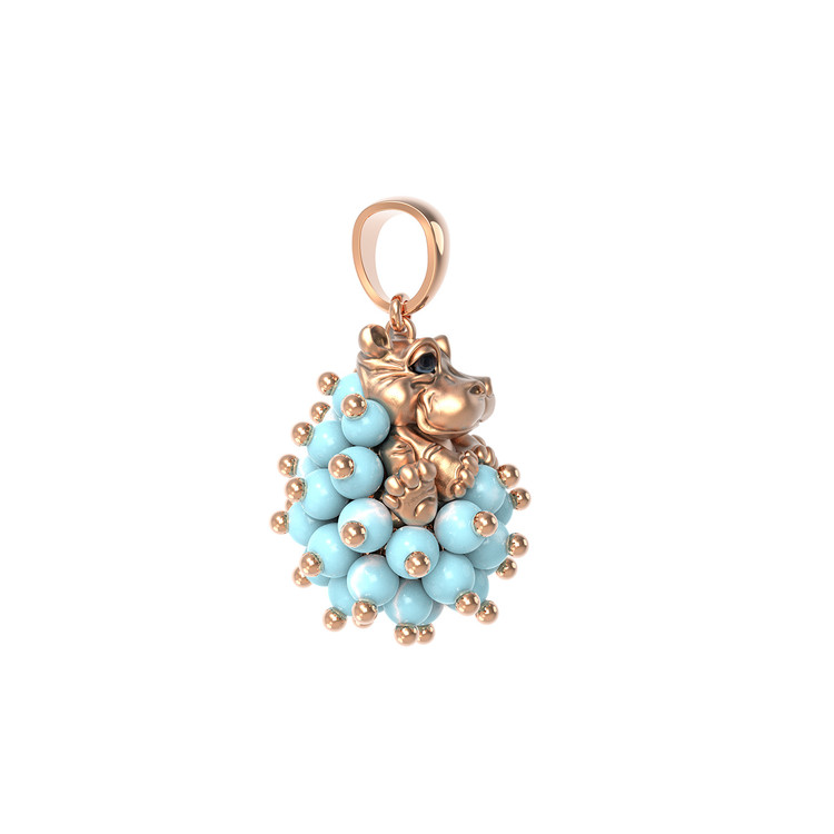 Подвеска из золота c эмаль и бирюзой