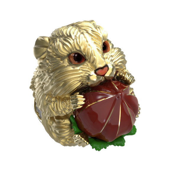 Кольцо из лимонного золота c эмаль