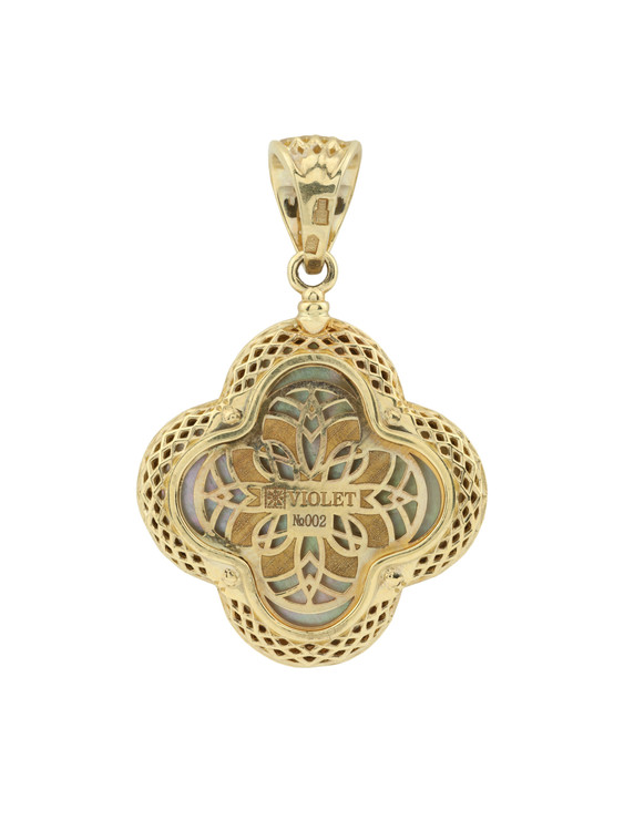 Подвеска из лимонного золота c эмаль и перламутром