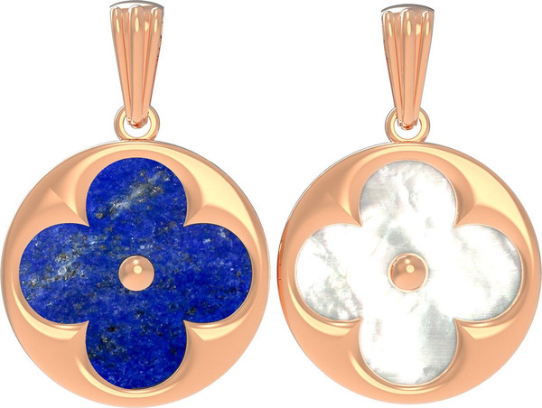 Подвеска из золота c лазуритом и перламутром