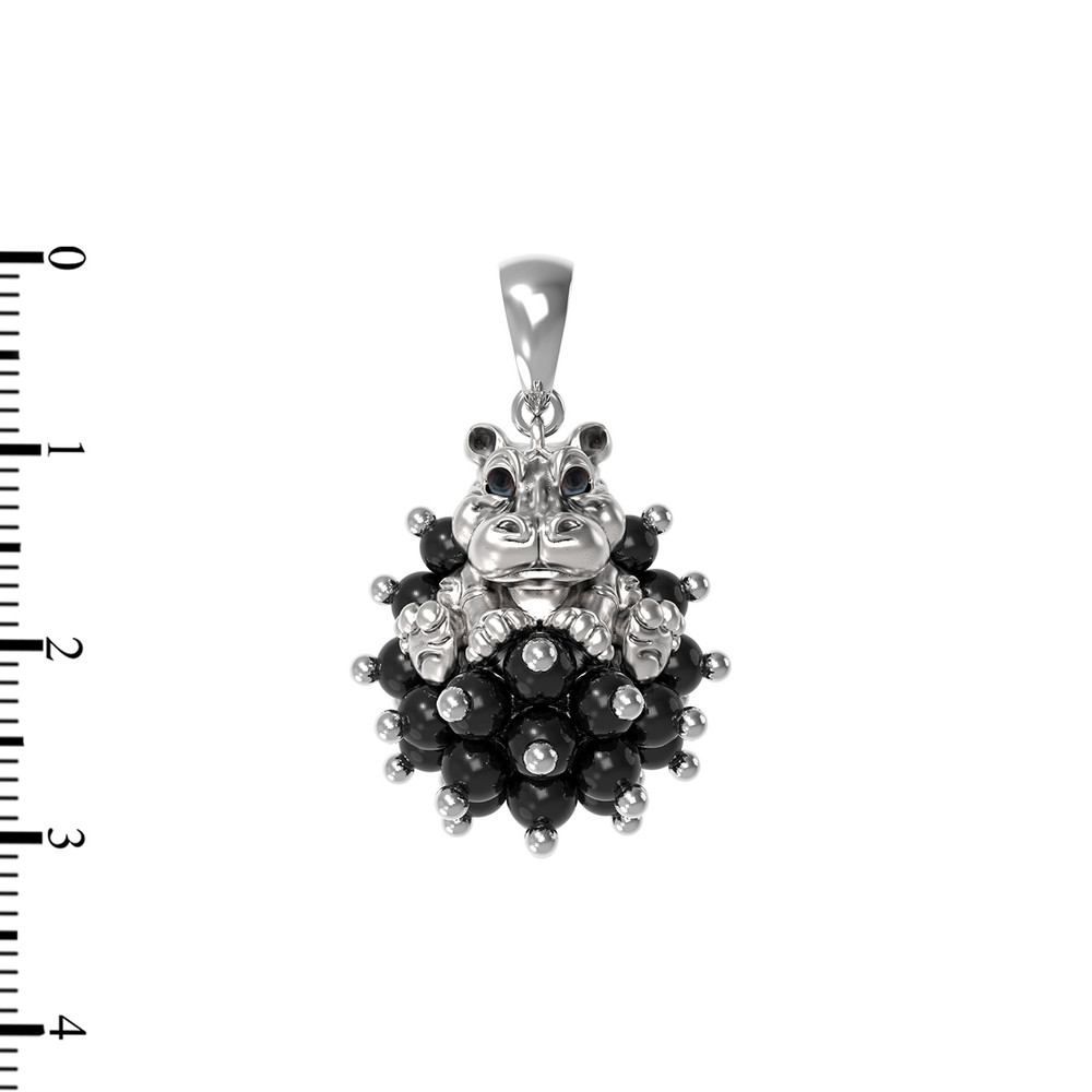 Подвеска из белого золота c эмалью и ониксом