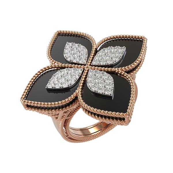 Кольцо из золота c бриллиантами и ониксом