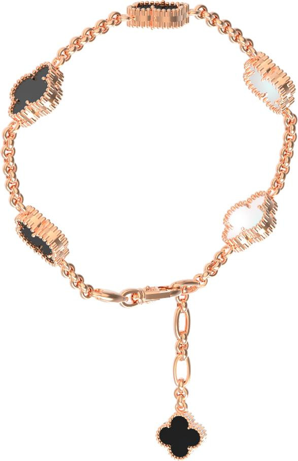 Браслет из золота c ониксом и перламутром