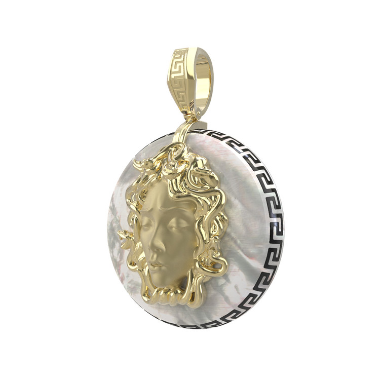 Подвеска из лимонного золота c эмаль и перламутром