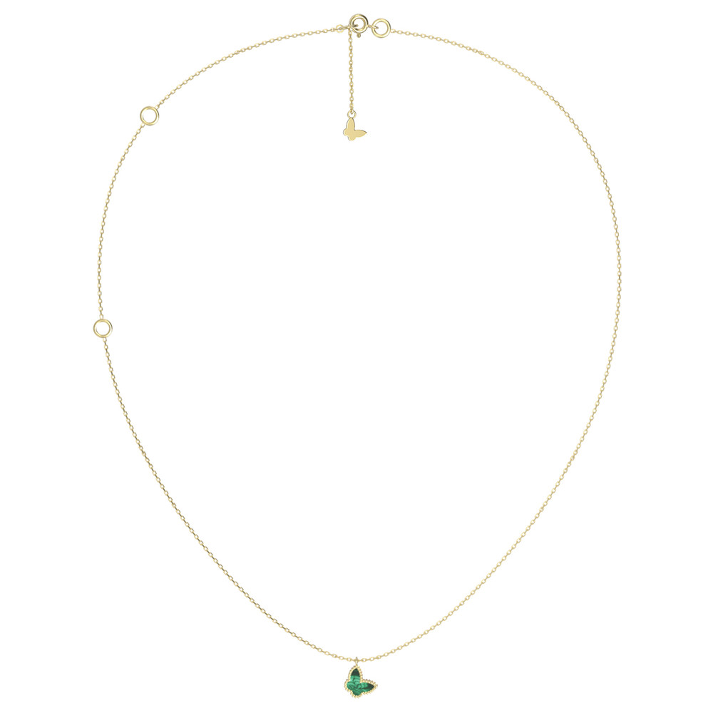 Колье из лимонного золота c малахитом