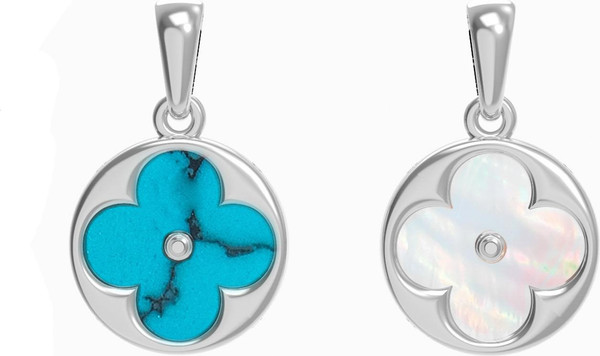 Подвеска из белого золота c бирюзой и перламутром