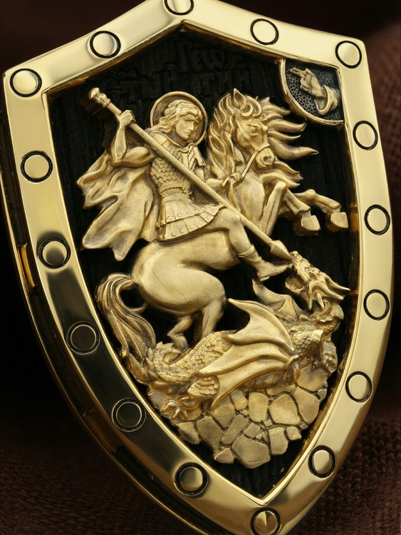 Образок из лимонного золота c эбеновым деревом