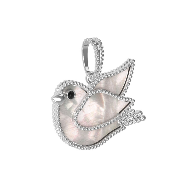 Подвеска из белого золота c эмаль и перламутром