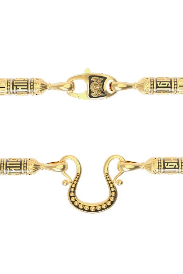 Гайтан из лимонного золота c кожаным шнурком