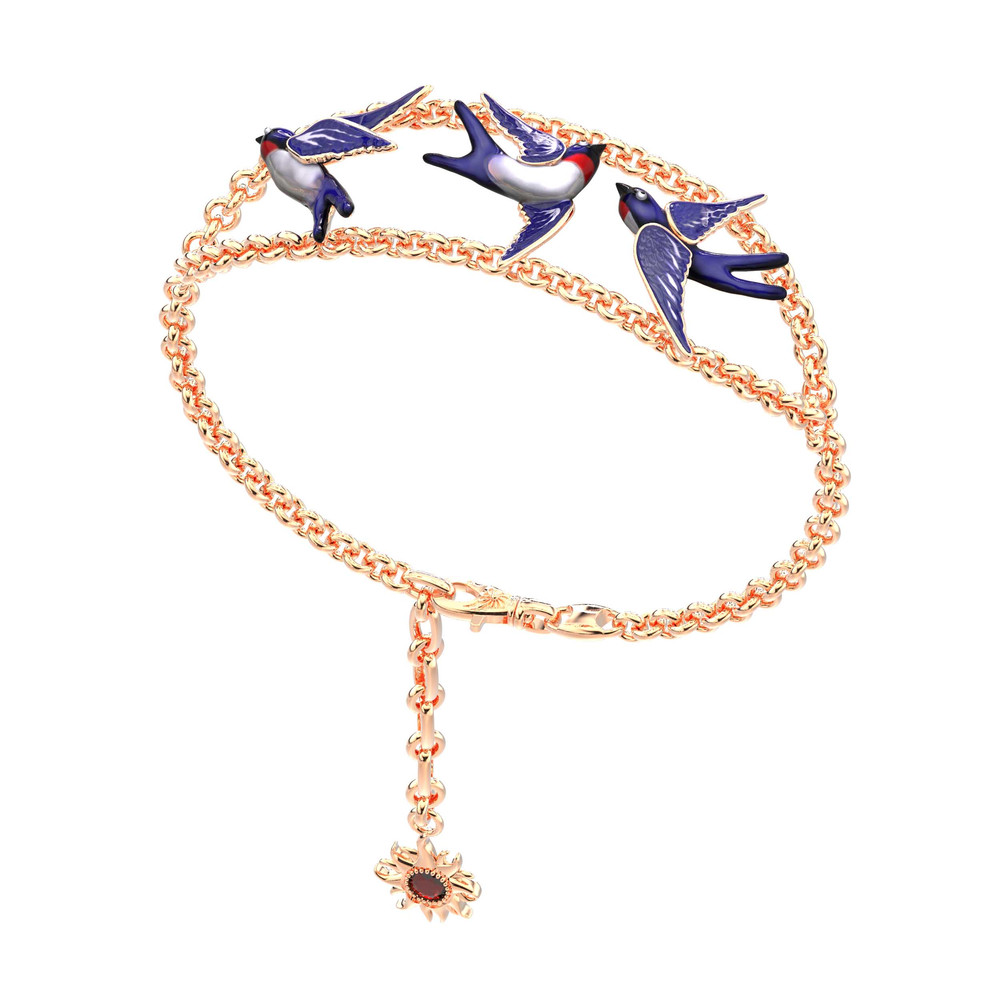 Браслет из золота c эмаль и рубином