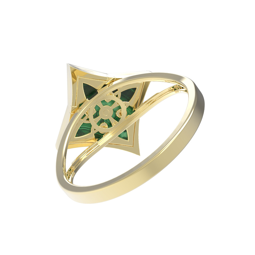 Кольцо из лимонного золота c малахитом