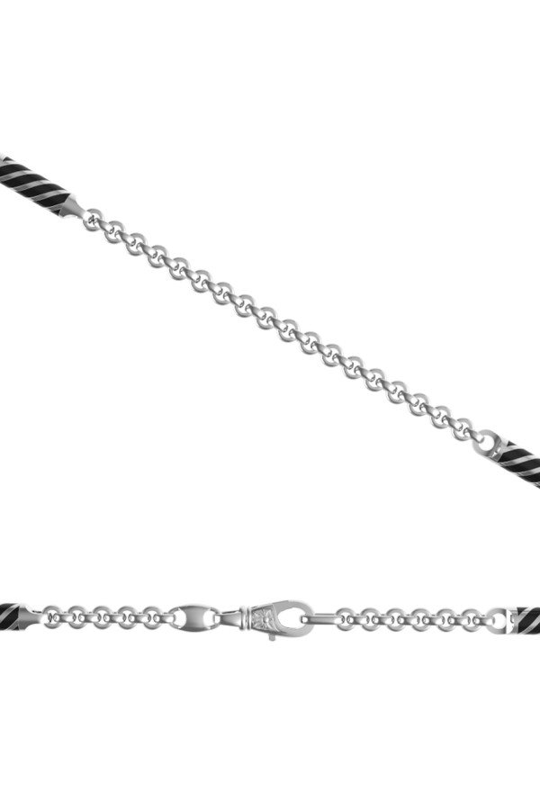 Цепь из белого золота c эмаль