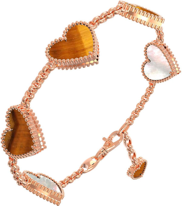 Браслет из золота c тигровым глазом и перламутром