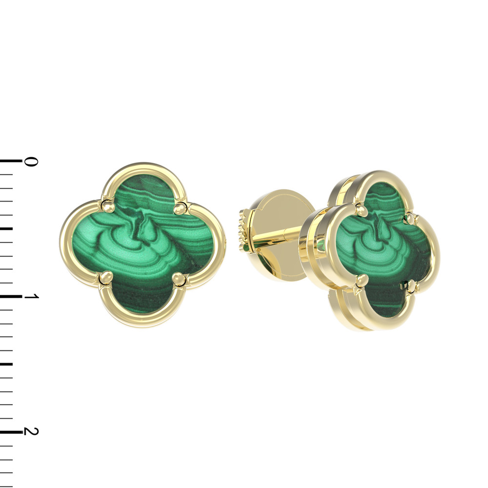 Серьги из лимонного золота c малахитом