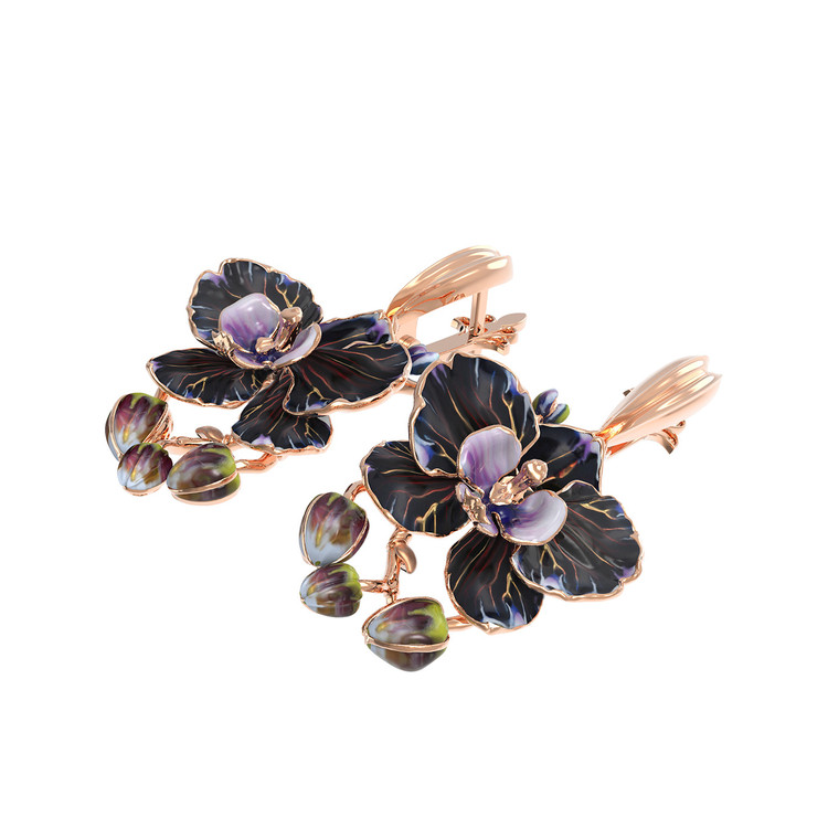 Серьги из золота c эмалью