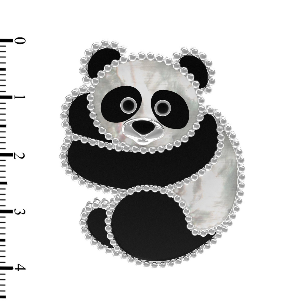 Брошь из белого золота c эмаль , ониксом и перламутром