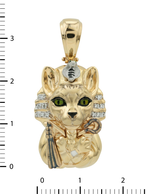 Подвеска из лимонного золота c эмалью, бриллиантами и рубином