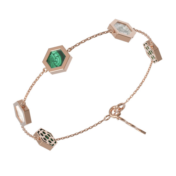 Браслет из золота c малахитом и перламутром