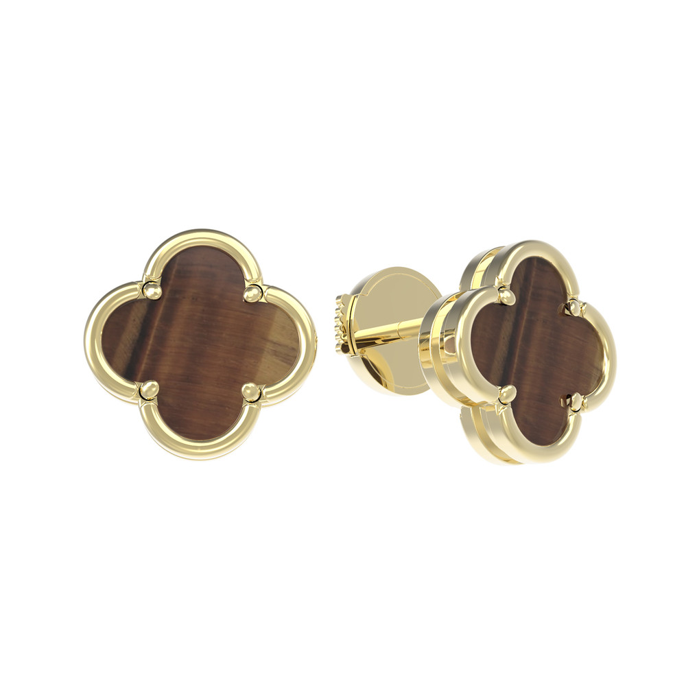 Серьги из лимонного золота c тигровым глазом