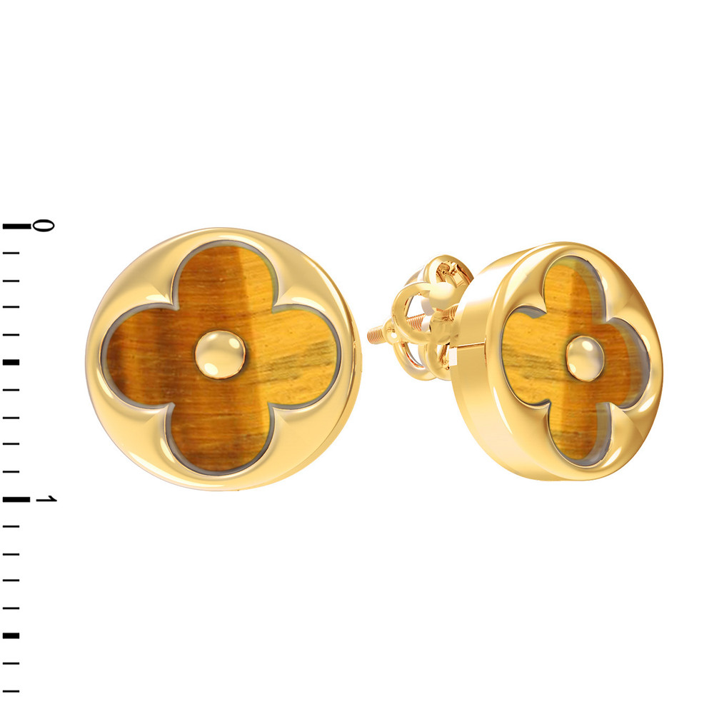 Серьги из лимонного золота c тигровым глазом