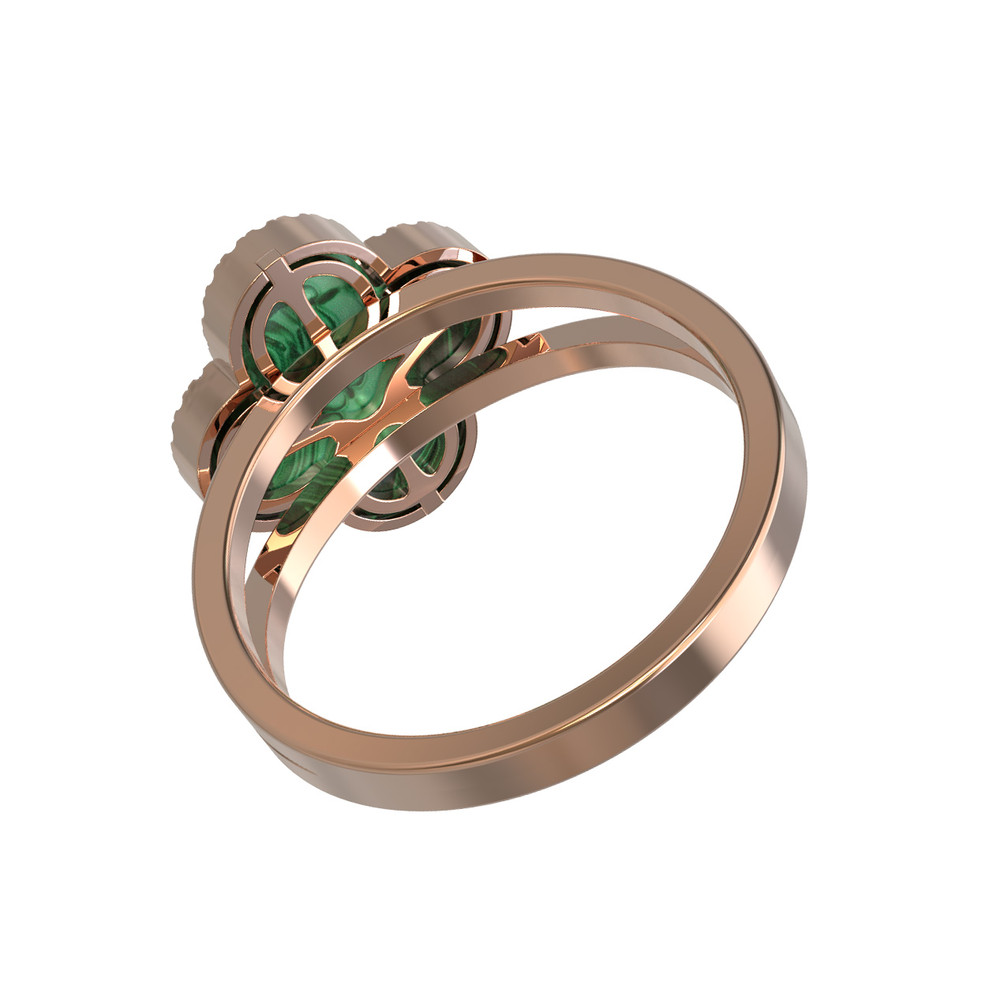 Кольцо из золота c бриллиантами и малахитом