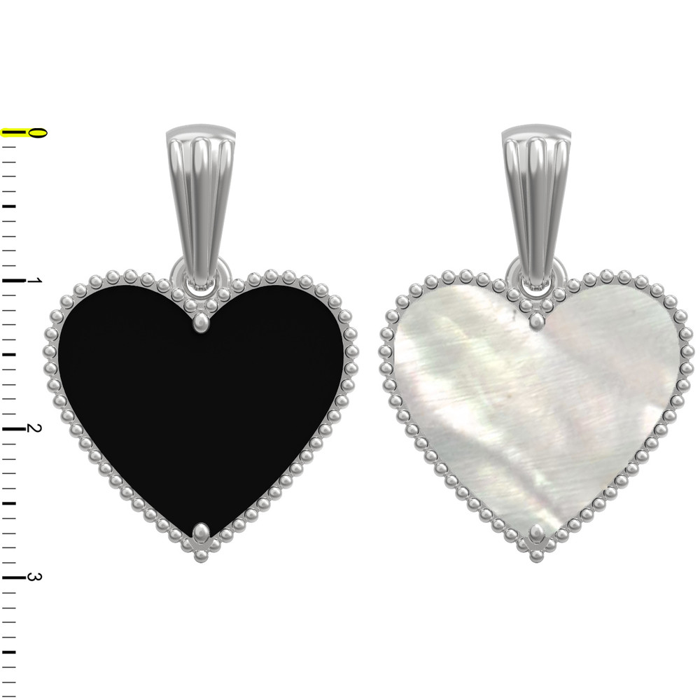 Подвеска из белого золота c ониксом и перламутром