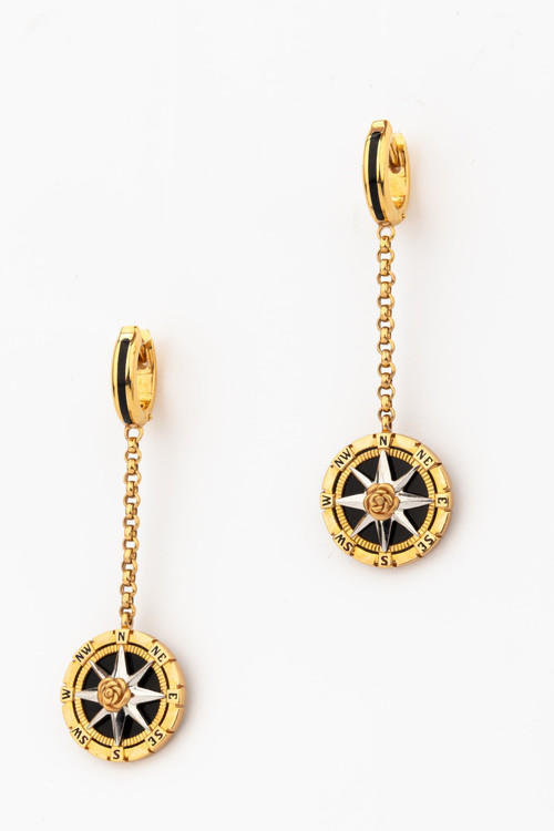 Серьги из золота c эмаль и ониксом