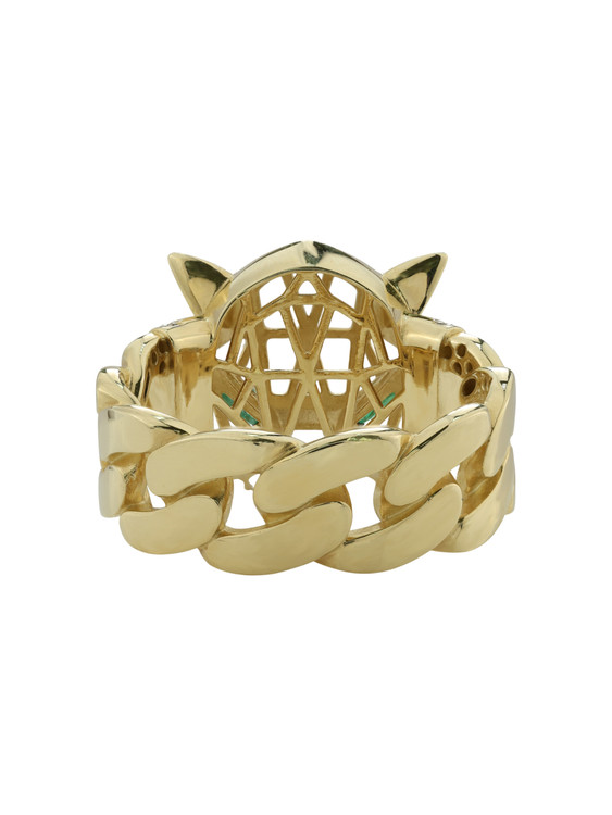 Кольцо из лимонного золота c бриллиантами и изумрудом