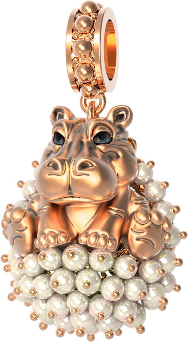 Подвеска из золота c эмаль и жемчугом