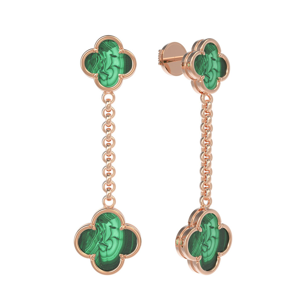 Серьги из золота c малахитом