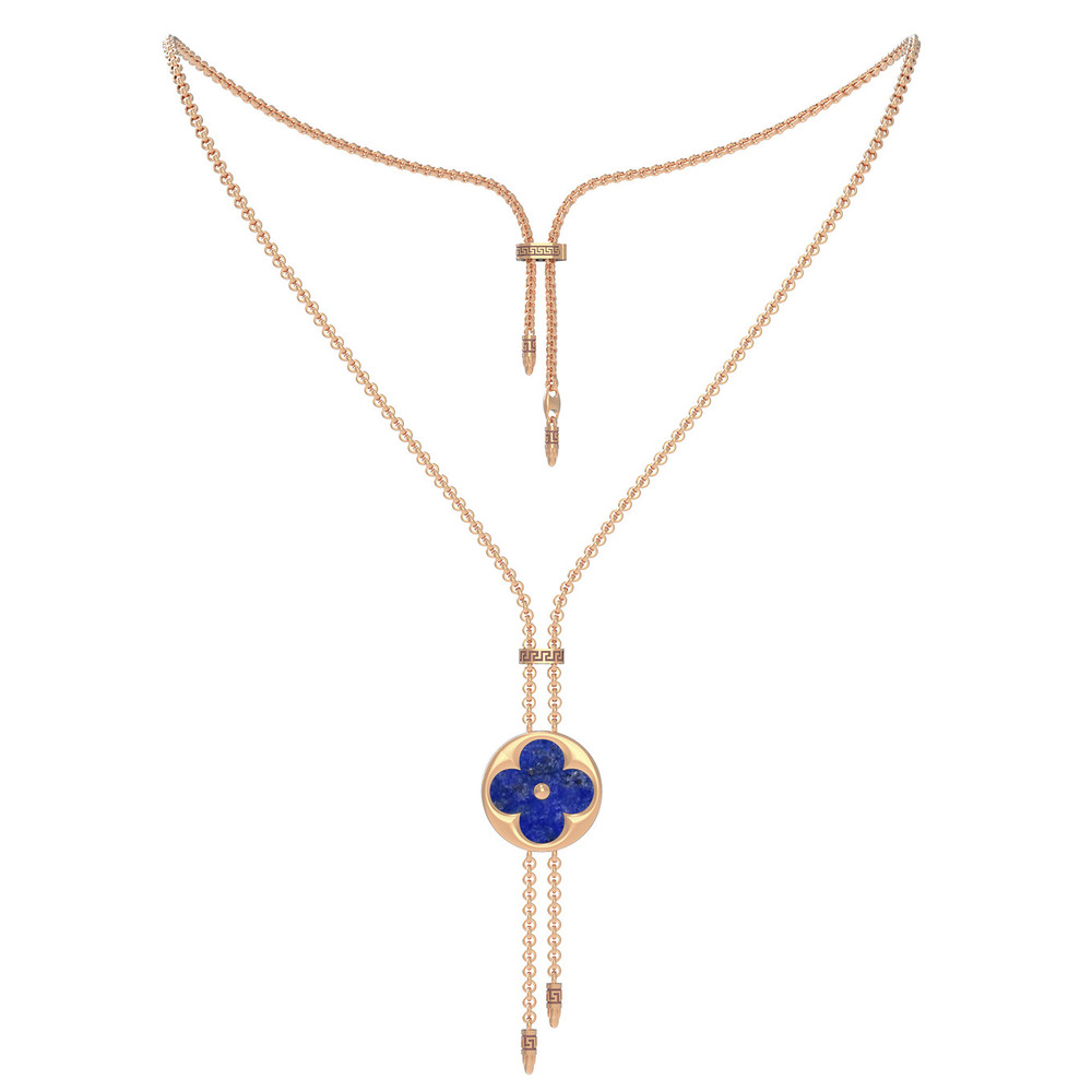 Колье из золота c лазуритом и перламутром