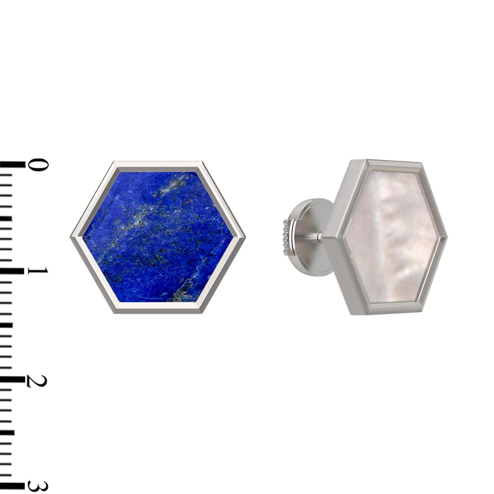 Серьги из белого золота c лазуритом и перламутром