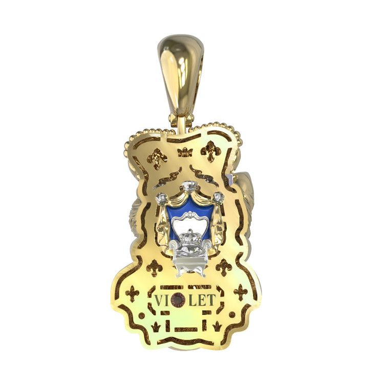 Подвеска из лимонного золота c эмалью, бриллиантами и рубином