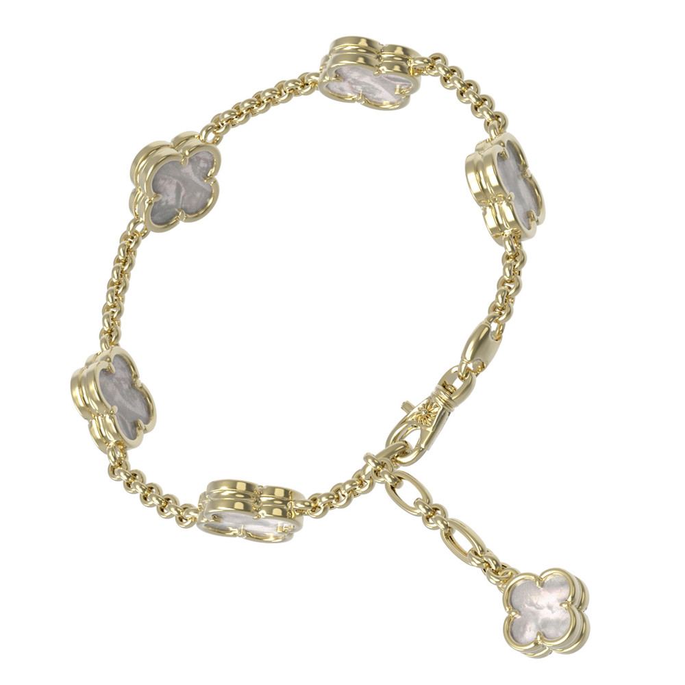 Браслет из лимонного золота c перламутром