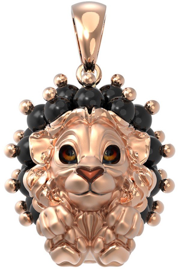 Подвеска из золота c эмаль и ониксом