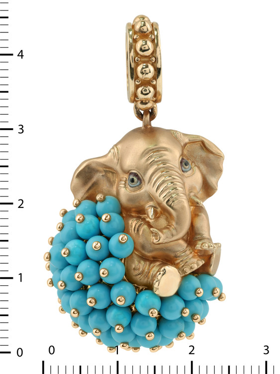 Подвеска из золота c эмаль и бирюзой