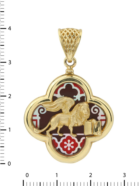 Подвеска из лимонного золота c эмаль и перламутром