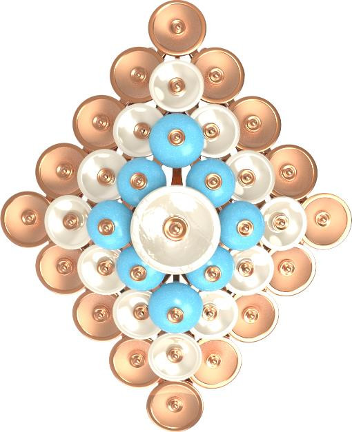 Подвеска из золота c бирюзой и перламутром