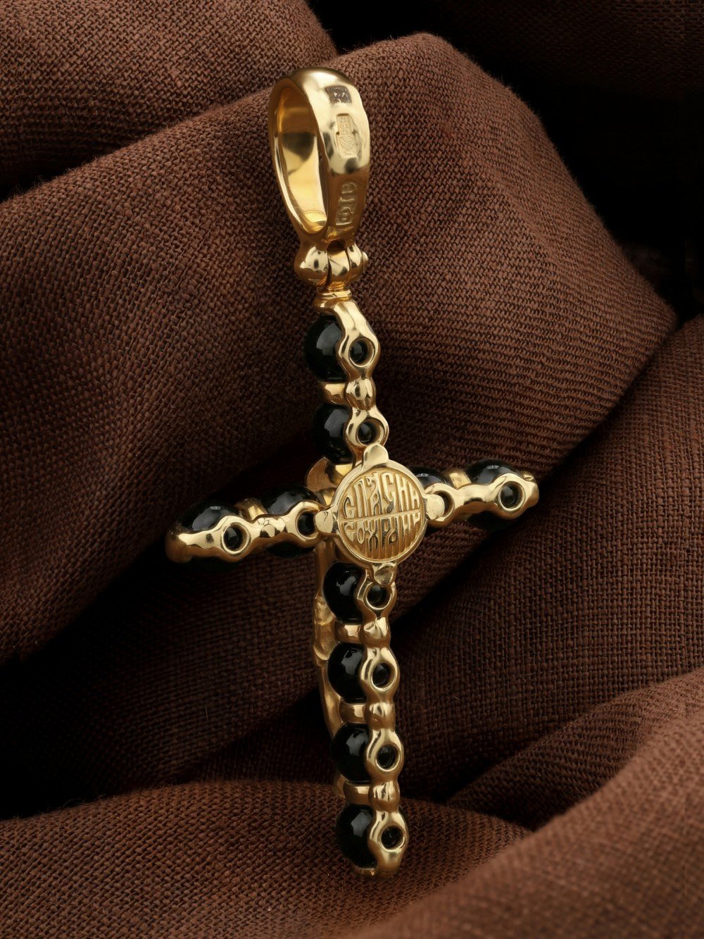 Крест из лимонного золота c ониксом