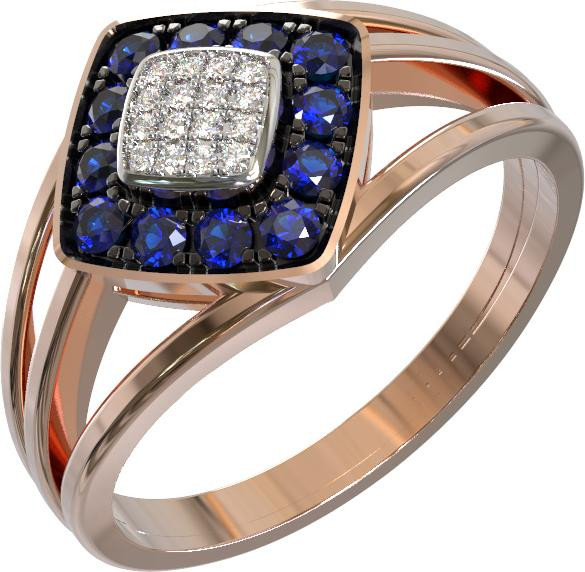 Кольцо из золота c бриллиантами и сапфиром