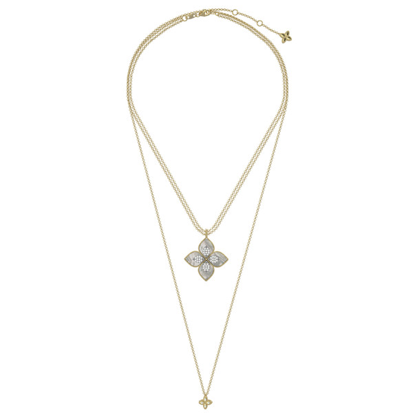 Колье из лимонного золота c бриллиантами и перламутром